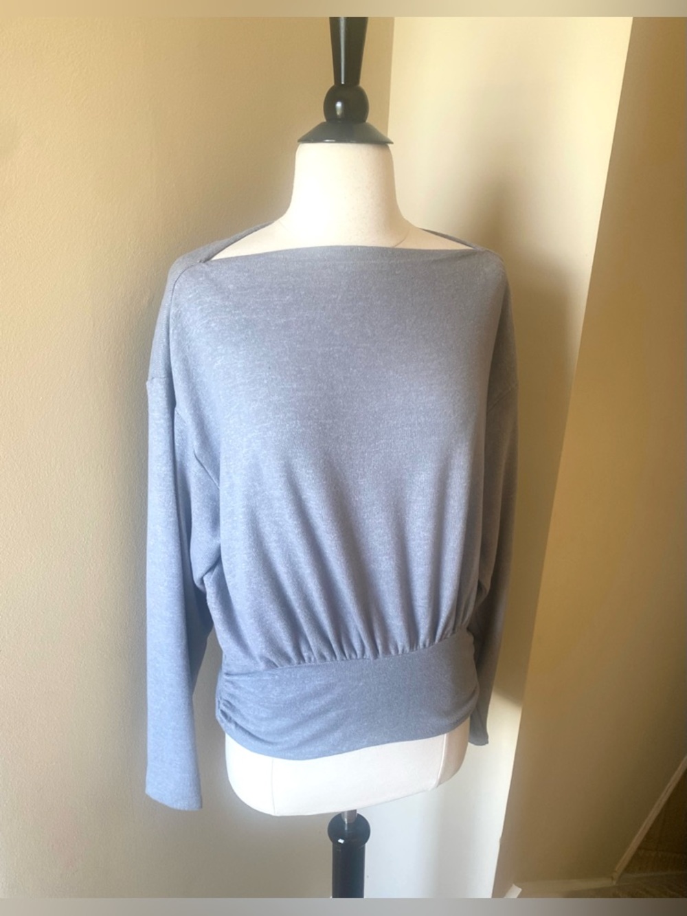 Loft Heathered Ruched Hem Boatneck Top - Medium - New